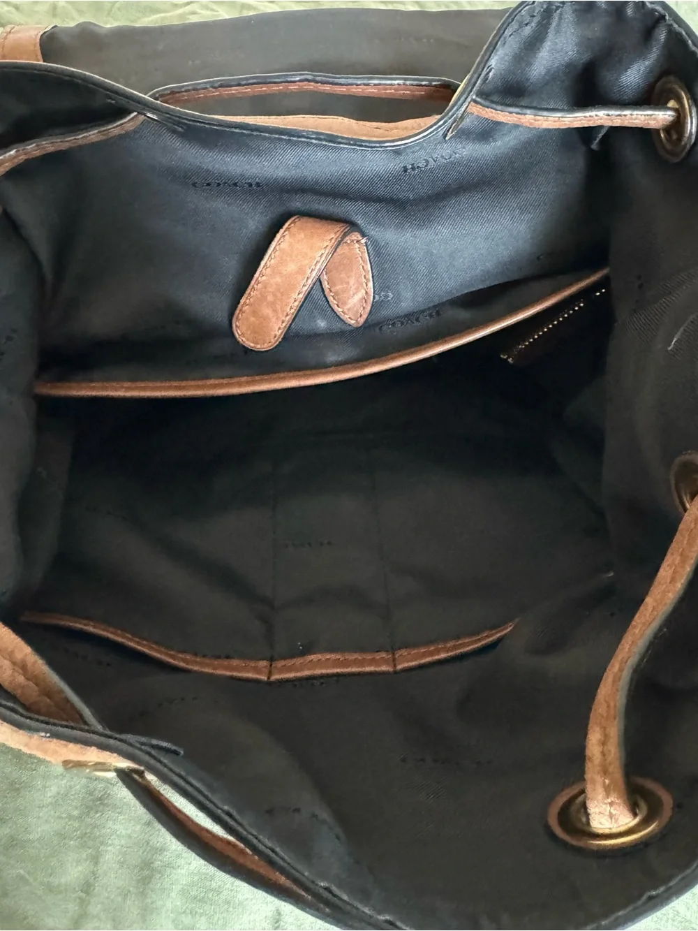 COACH Brown Leather Men’s Backpack with Buckle Front Pocket